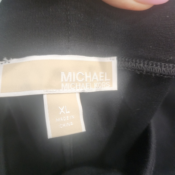 [MICHAEL MICHAEL KORS] NWT CUTEST EVER: BLACK W/ LEATHER PATCH WOMEN'S  LEGGINGS - Picture 13 of 13